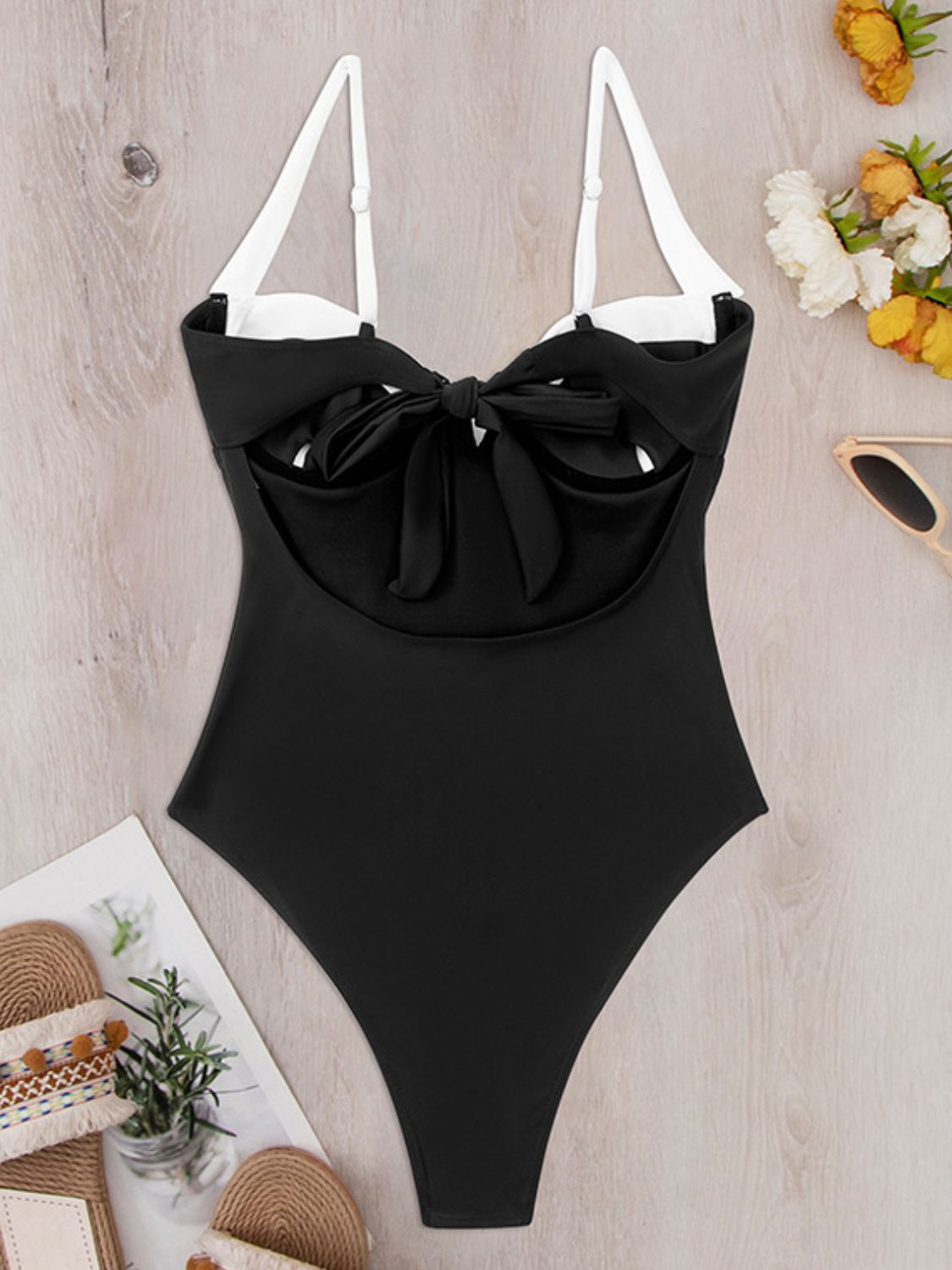 TEEK - Black Tied Adjustable Strap Swimsuit SWIMWEAR TEEK Trend   