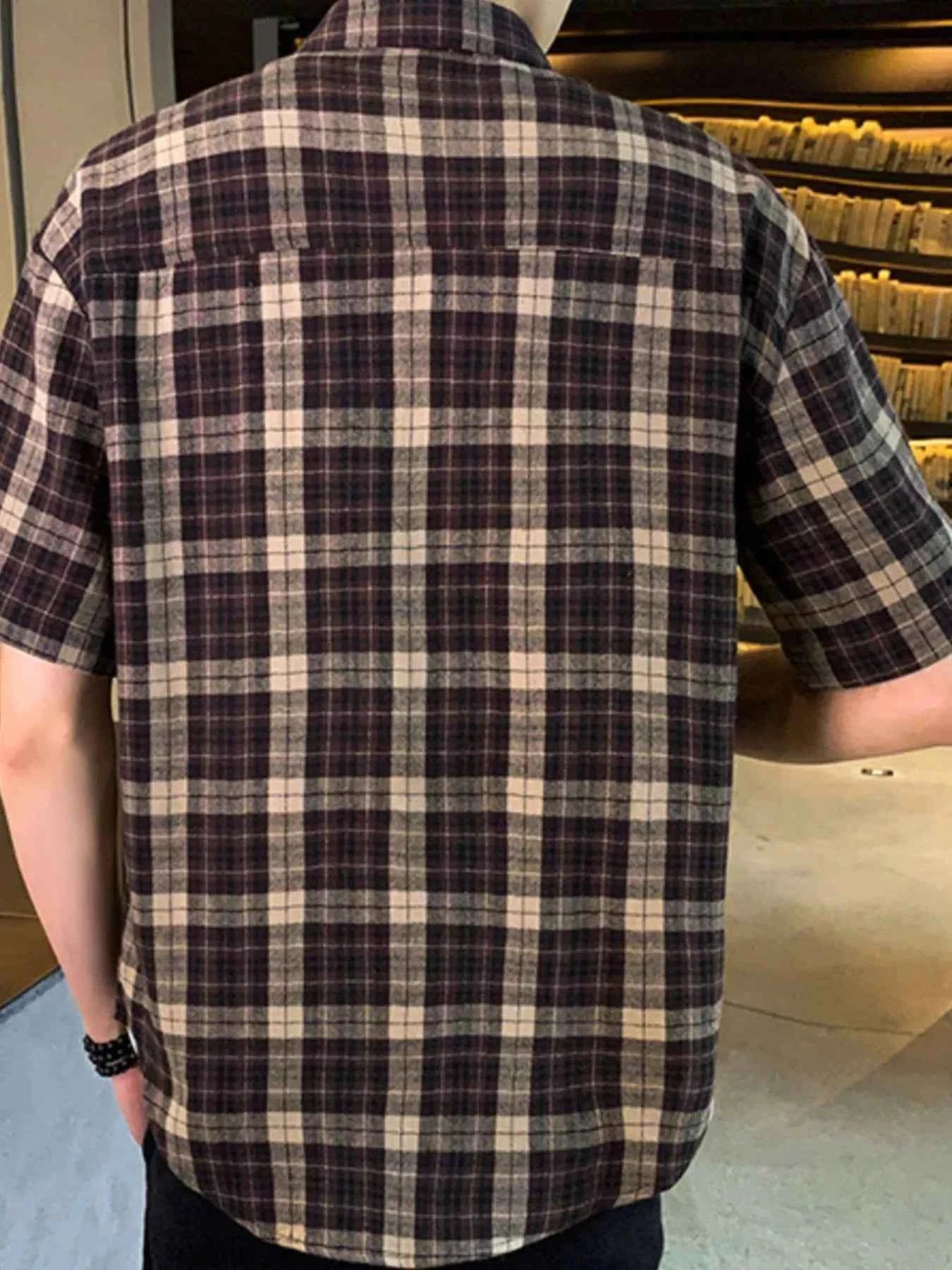 TEEK - Mens Plus Size Casual Plaid Short Sleeve Shirt TOPS TEEK Trend