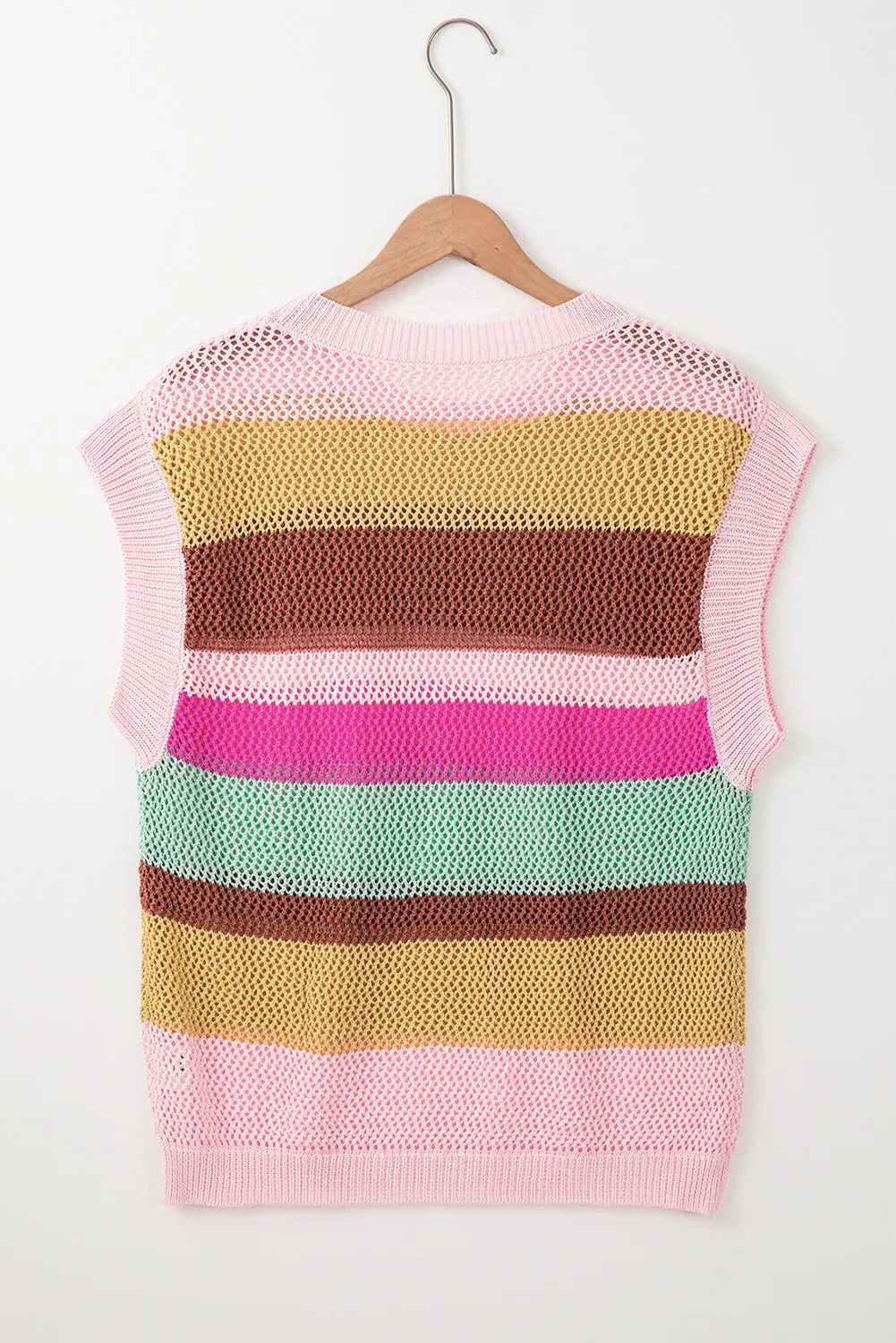 TEEK - Blush Pink Color Block Cap Sleeve Knit Top  TEEK Trend   