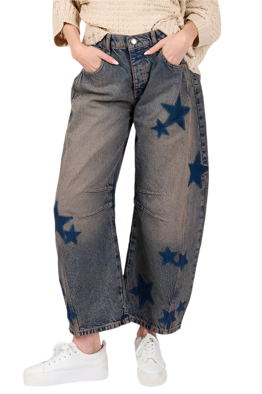 TEEK - Dark SAGE + FIG Star Wide Leg Jeans TEEK Trend S