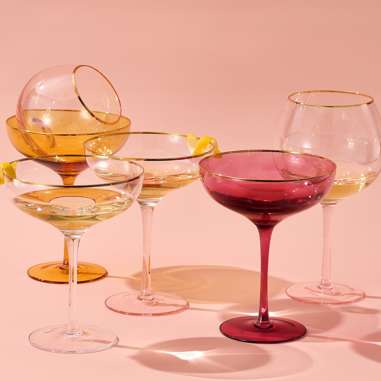 TEEK - Palazzo Champagne Coupe Cocktail Glassware Set | Yellow HOME DECOR TEEK KS