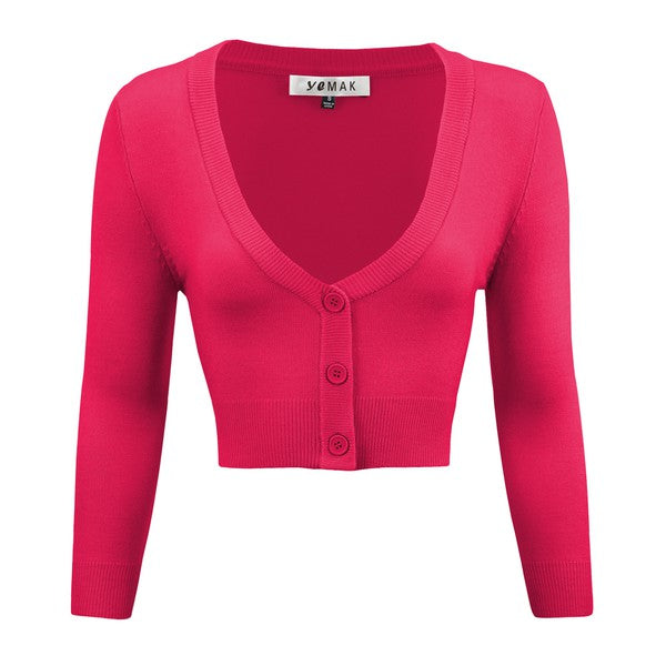 TEEK - Cropped Bolero 3/4 Sleeve Cardigan SWEATER TEEK FG Rose Pink S 