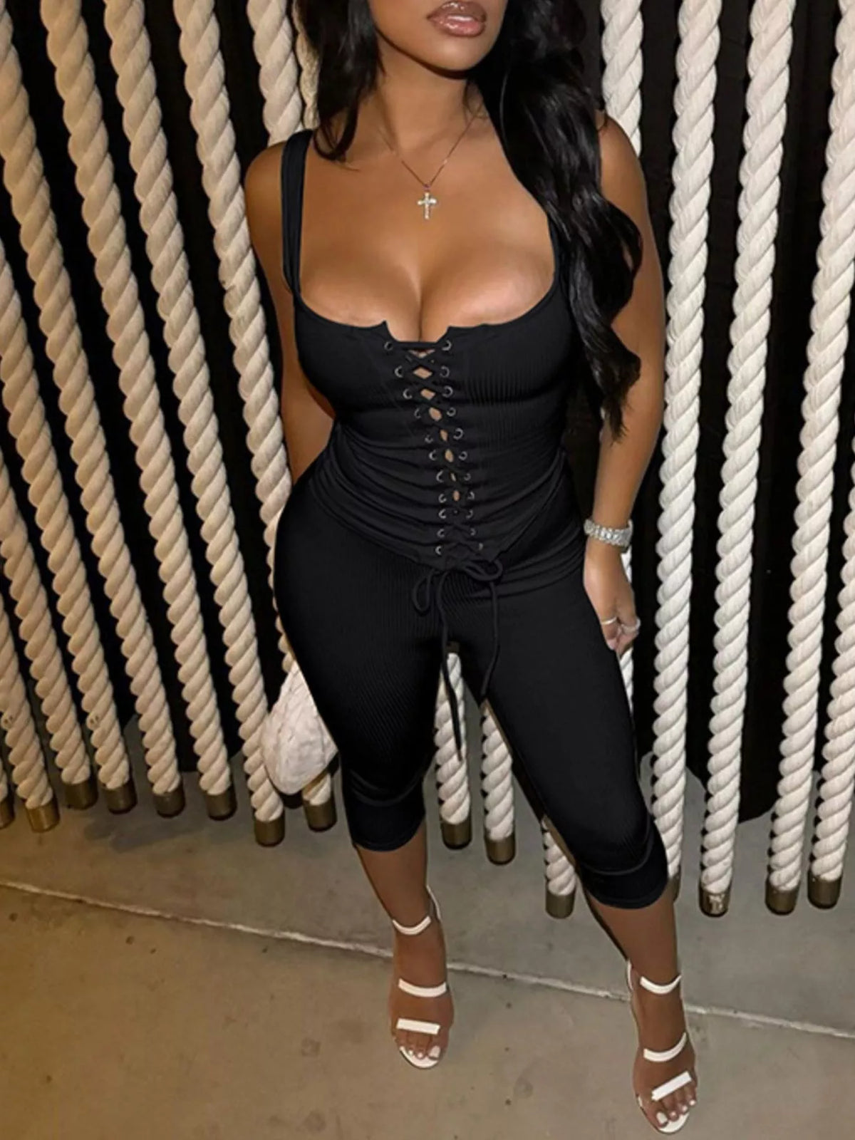 TEEK - Lace-Up Tank and Capris Set SET TEEK Trend