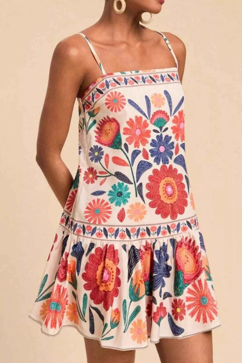 TEEK - Plus Size Floral Print Sleeveless Mini Dress DRESS TEEK Trend