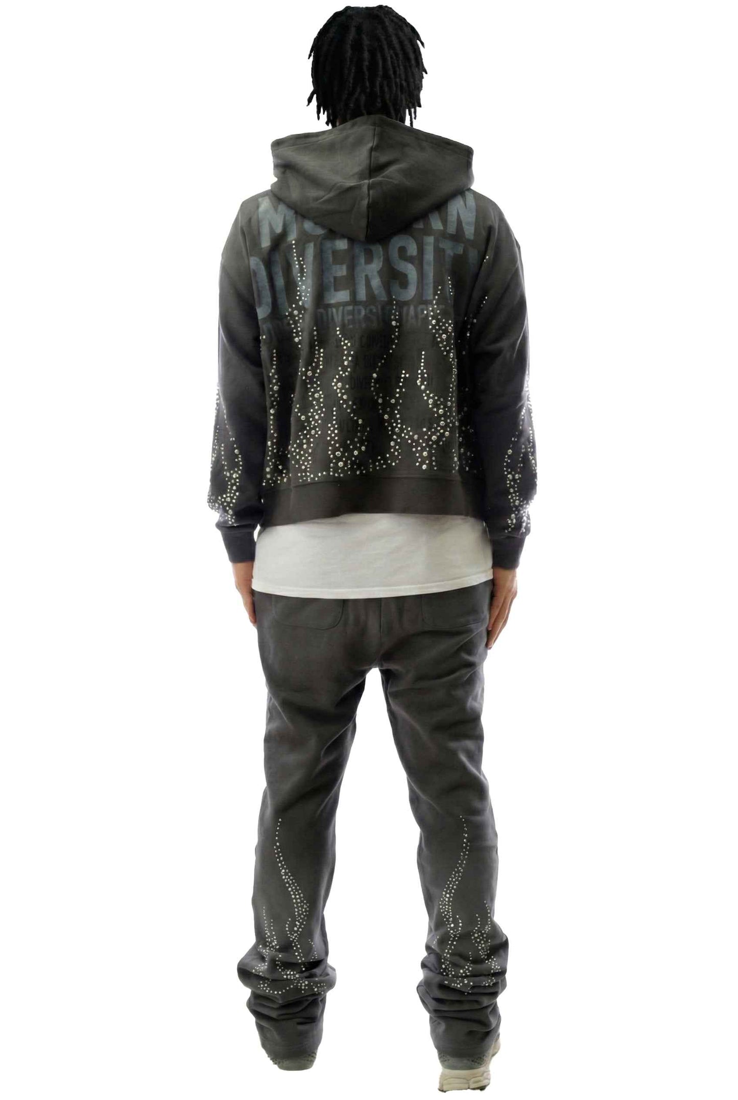 CINDER French Terry Long Sleeve Crop Top Full Zip Hoodie Men's Sweatshirt Love to Kleep