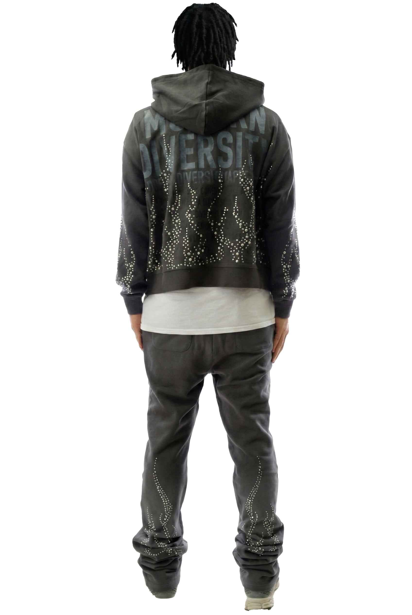 CINDER French Terry Long Sleeve Crop Top Full Zip Hoodie Men's Sweatshirt Love to Kleep