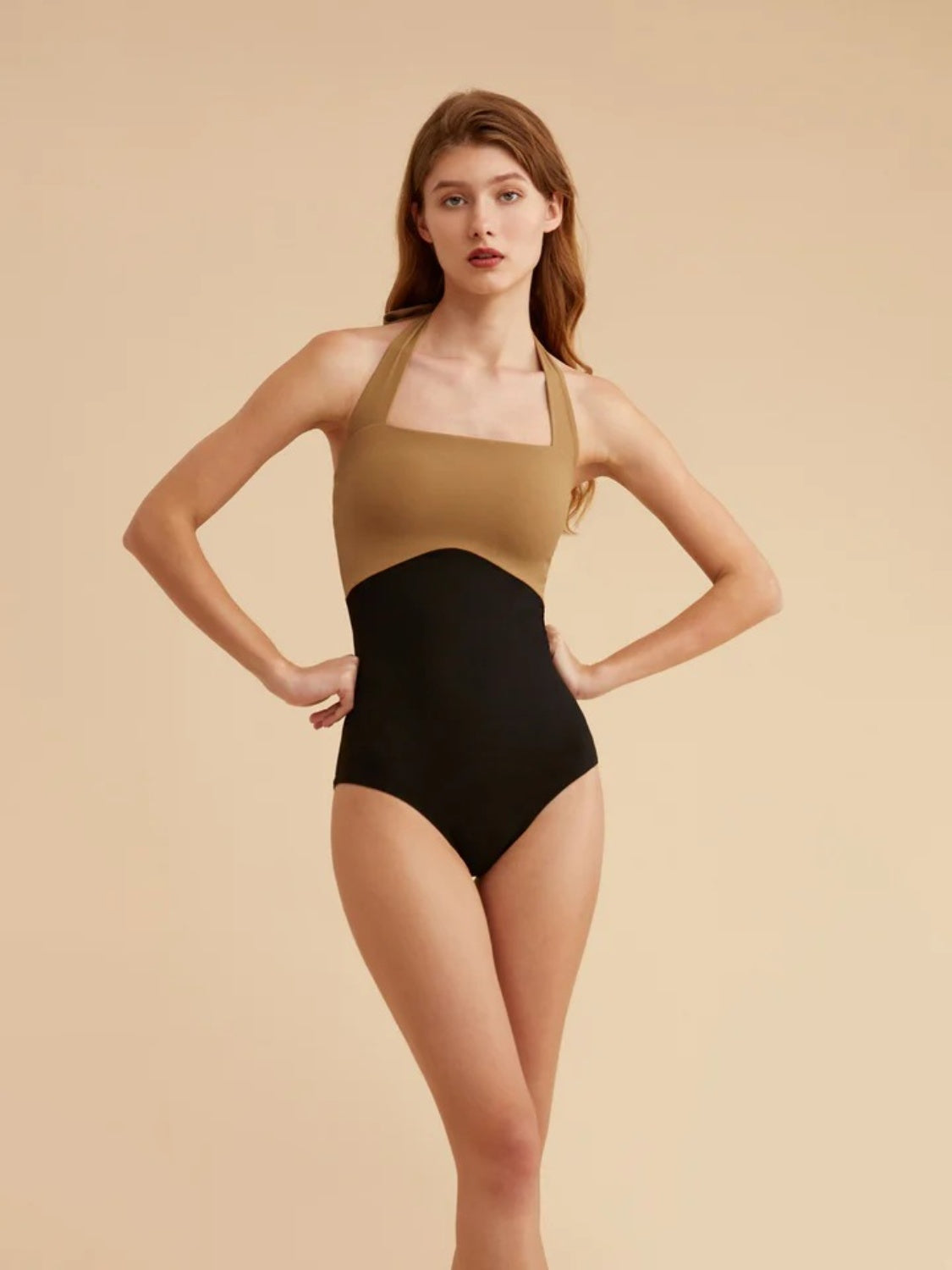 TEEK - Contrast Color Halter Neck Swimsuit SWIMWEAR TEEK Trend   