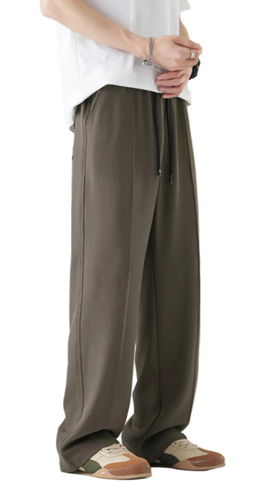 Men's Full Size Casual Loose Fit Drawstring Pants Plus Size Trendsi Dark Brown S