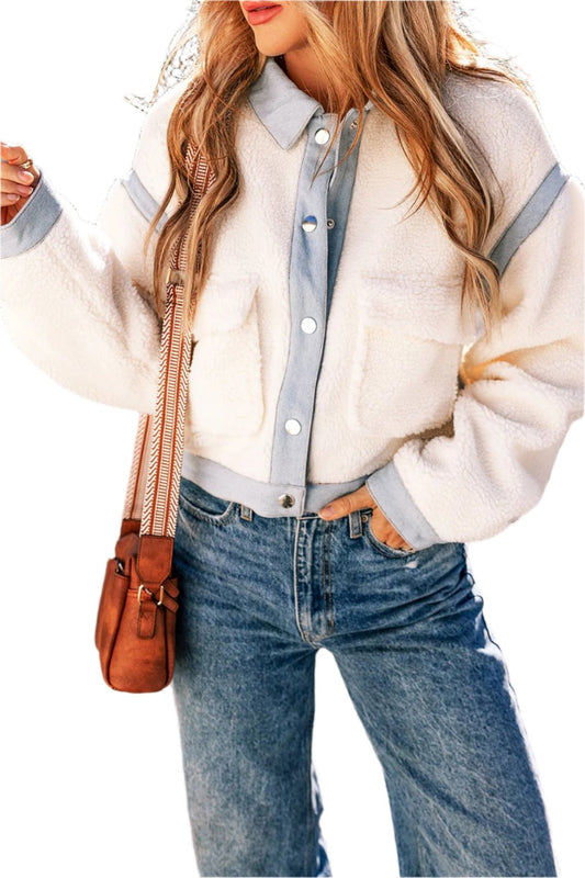 TEEK - White Contrast Trim Snap Down Jacket JACKET TEEK Trend S