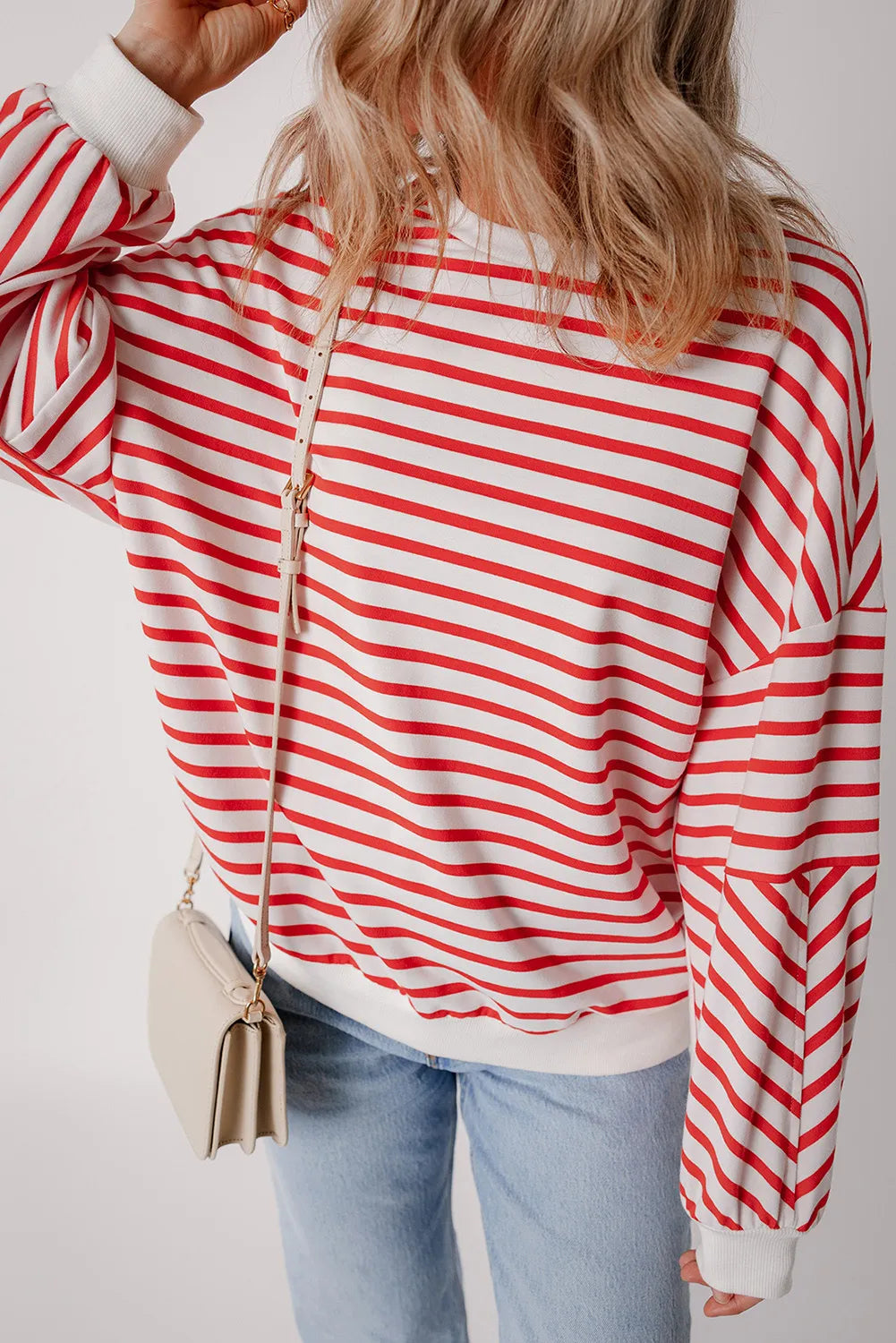 TEEK - Striped Dropped Shoulder Long Sleeve Sweatshirt TOPS TEEK Trend   