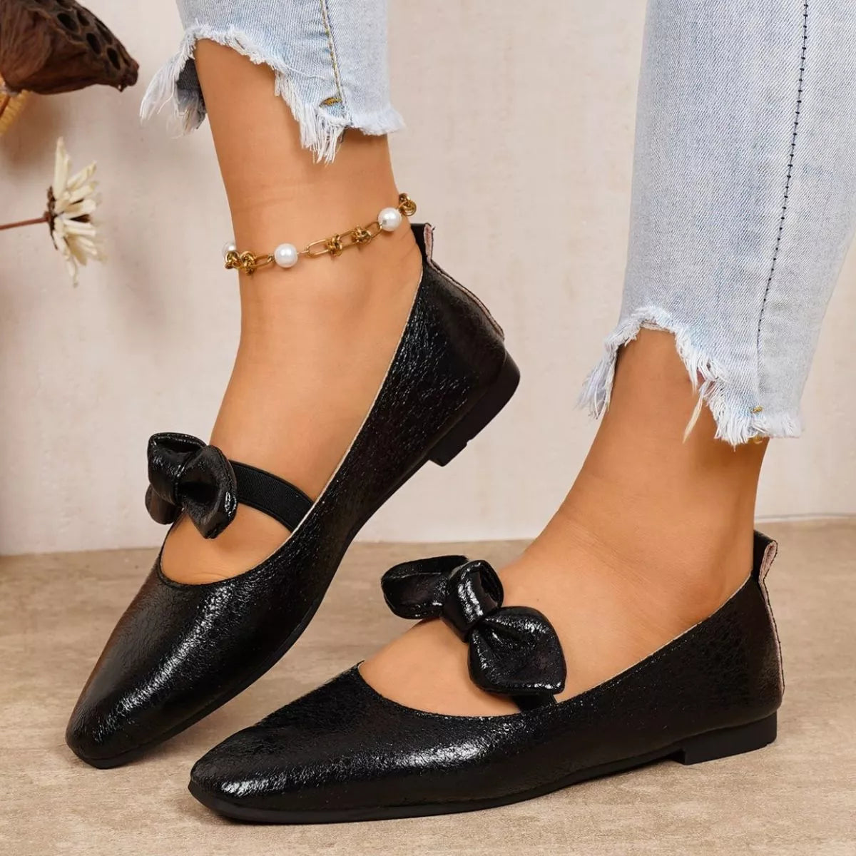 TEEK - Bow Square Toe Slip-Ons SHOES TEEK Trend
