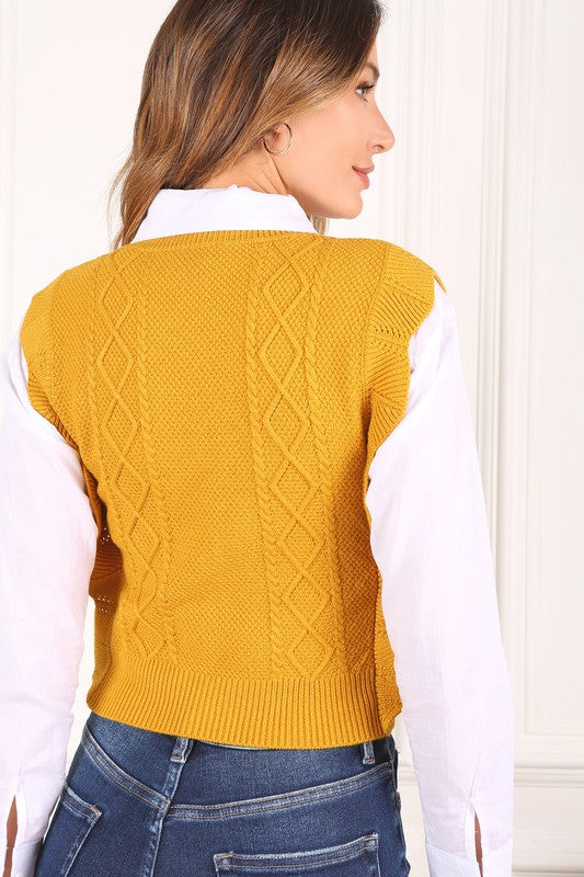 TEEK - Mustard Ruffle Sweater Vest SWEATER TEEK FG   