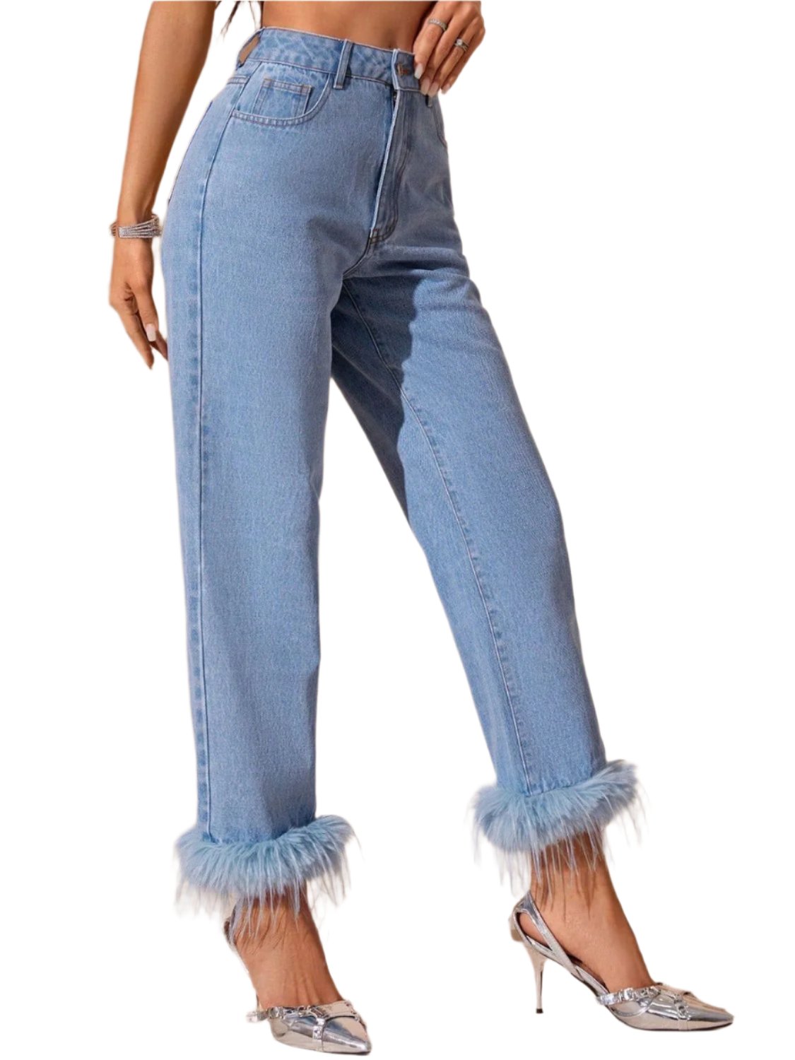 TEEK - Plush Hem High Rise Straight Jeans JEANS TEEK Trend XS