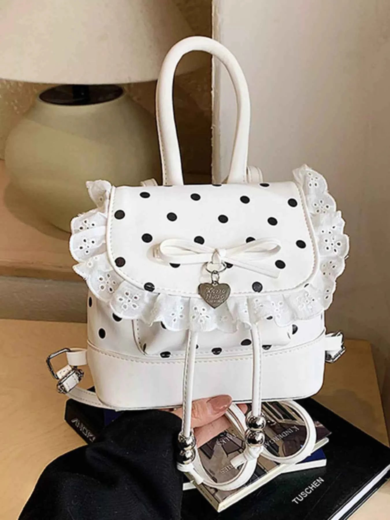 TEEK - Polka Dot Lace Trim Backpack Bag BAG TEEK Trend