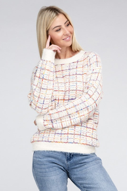 TEEK - Ivory Textured Fancy Knit Sweater SWEATER TEEK FG L  