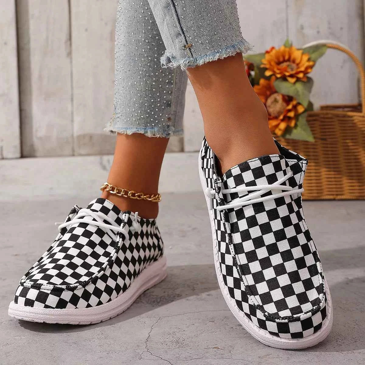 TEEK - Checkerboard Pattern Casual Sneakers SHOES TEEK Trend
