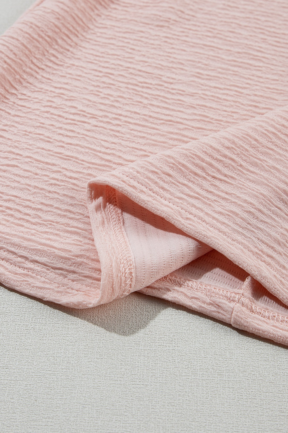 TEEK - Blush Pink Round Neck Frill Short Sleeve Top TOPS TEEK Trend   