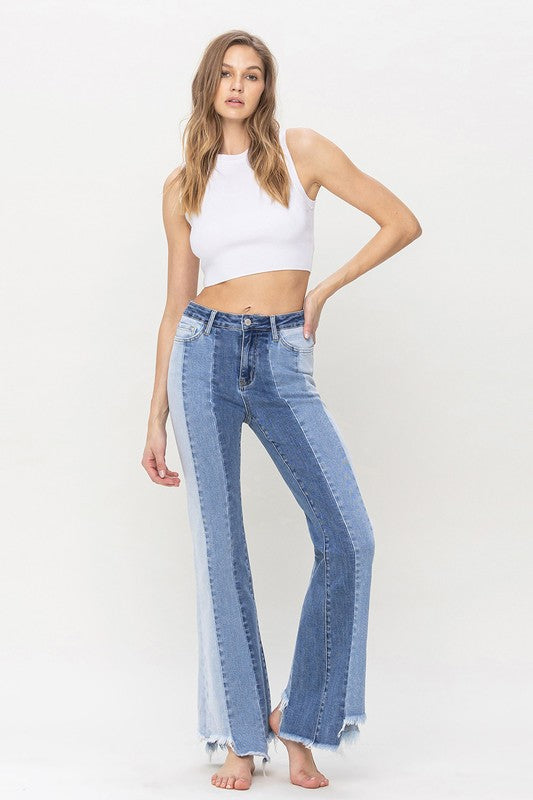 TEEK - Charmingly High Rise Relaxed Flare Uneven Raw Hem Jeans JEANS TEEK FG   
