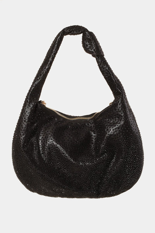 TEEK -  Rhinestone Studded Handbag BAG TEEK Trend Black One Size 