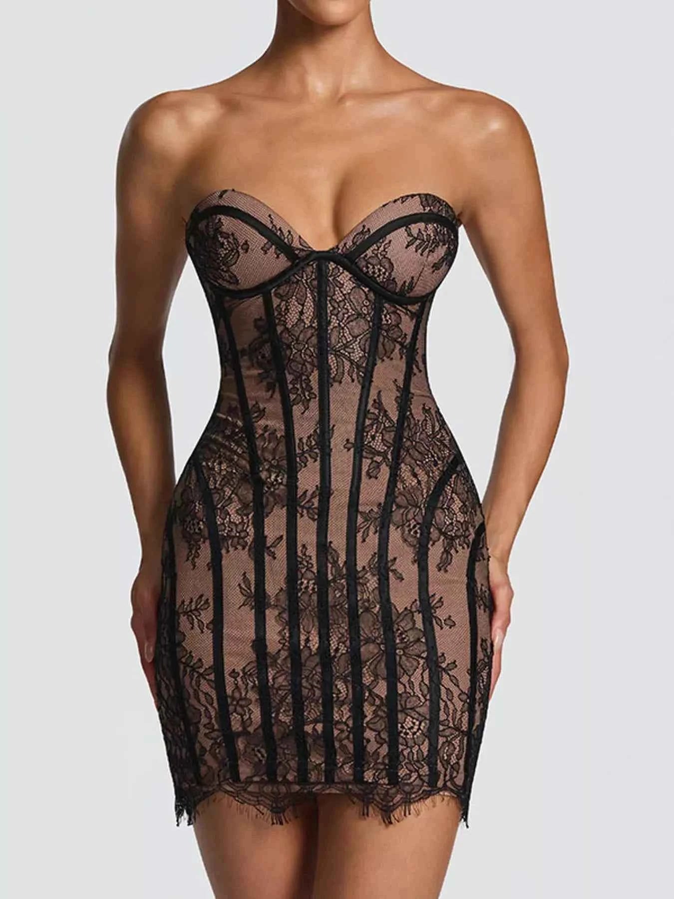 TEEK - Lace Detail Tube Mini Dress DRESS TEEK Trend