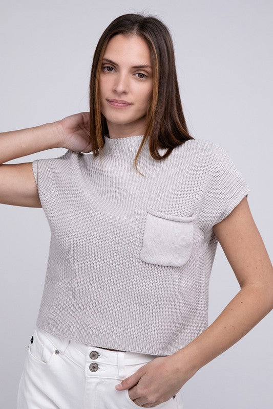 TEEK - Mock Neck Short Sleeve Cropped Sweater SWEATER TEEK FG   