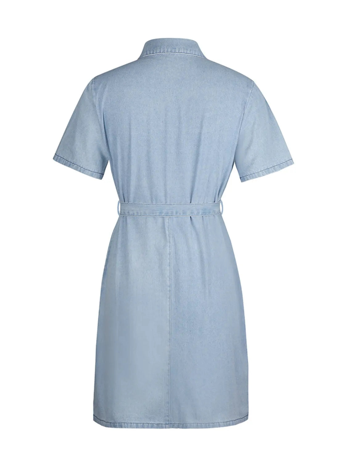 TEEK - Full Size Zip Front Short Sleeve Denim Dress DRESS TEEK Trend