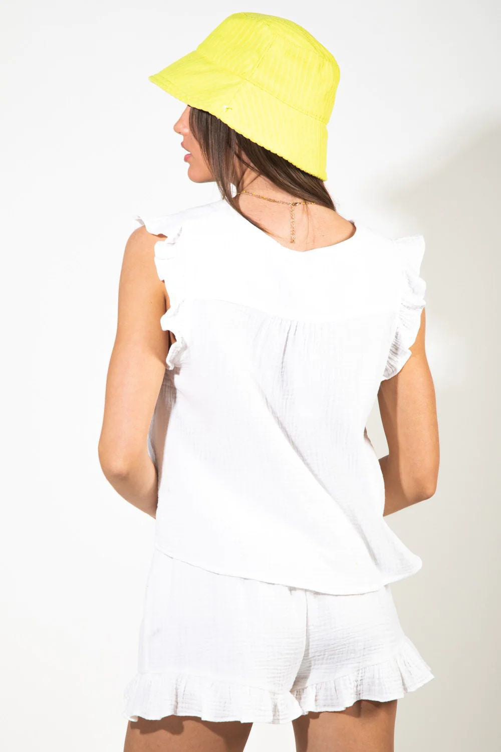 TEEK - Ruffled V-Neck Cap Sleeve Shorts Set SET TEEK Trend   