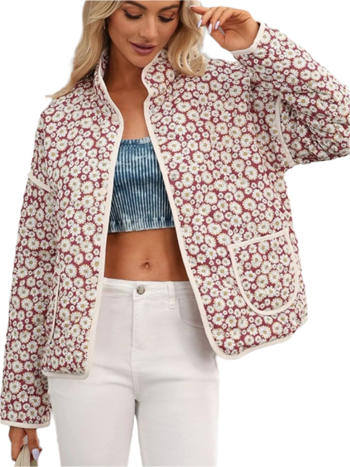 TEEK - Floral Snap Down Long Sleeve Jacket JACKET TEEK Trend S