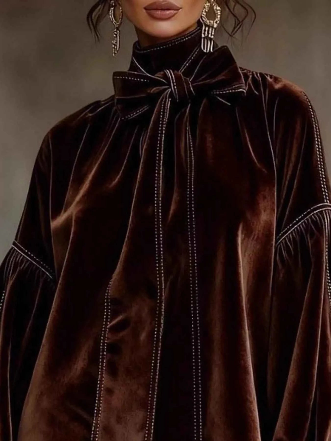 TEEK - Velvet Bow-Tie Long Sleeve Mini Dress DRESS TEEK Trend