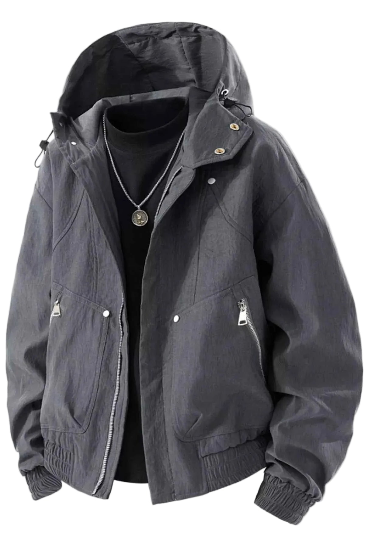 TEEK - Mens Plus Size Casual Hooded Lightweight Windbreaker Jacket JACKET TEEK Trend Grey M