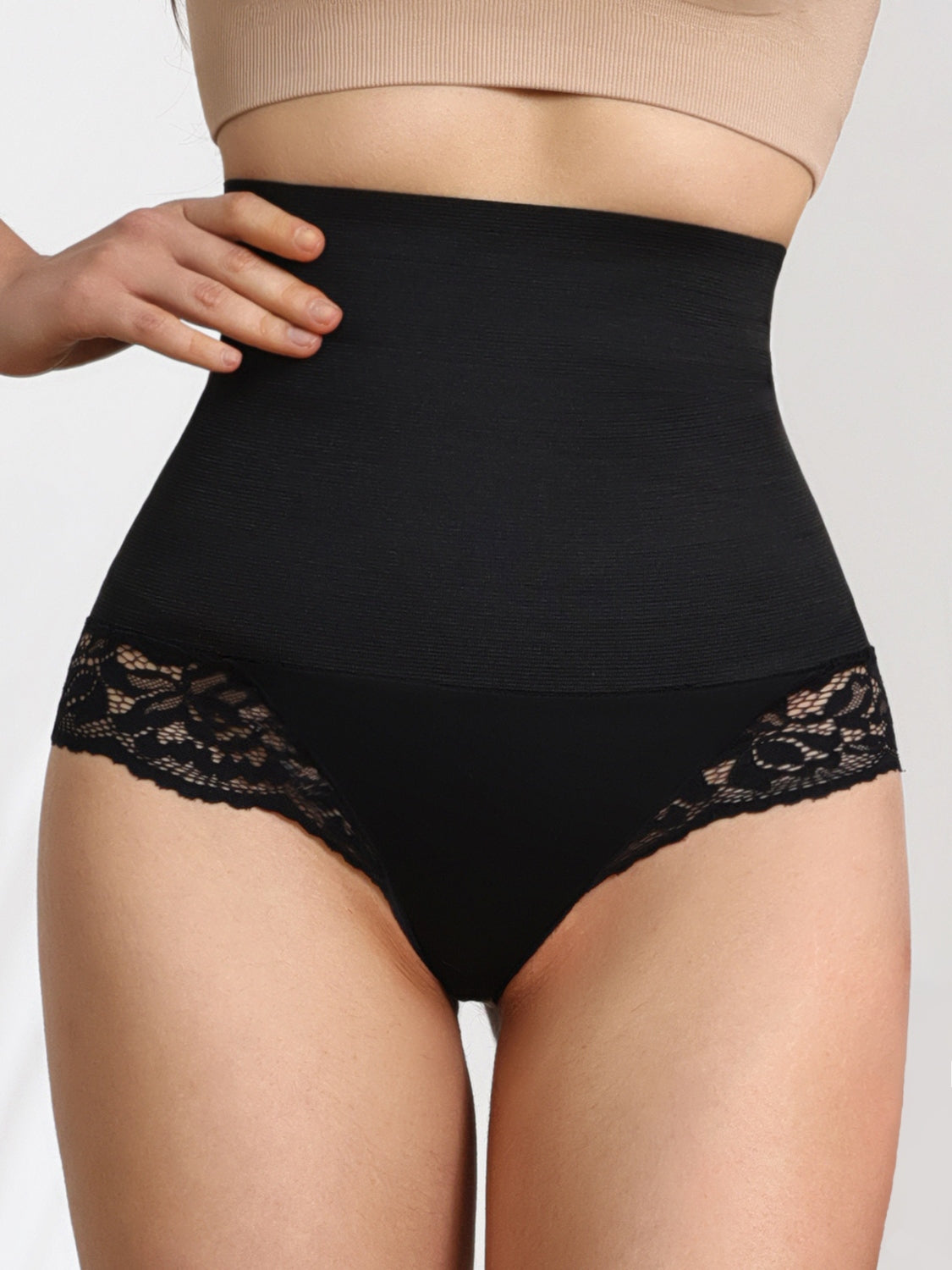 TEEK - Black Lace Detail High Waist Shaping Panty UNDERWEAR TEEK Trend   