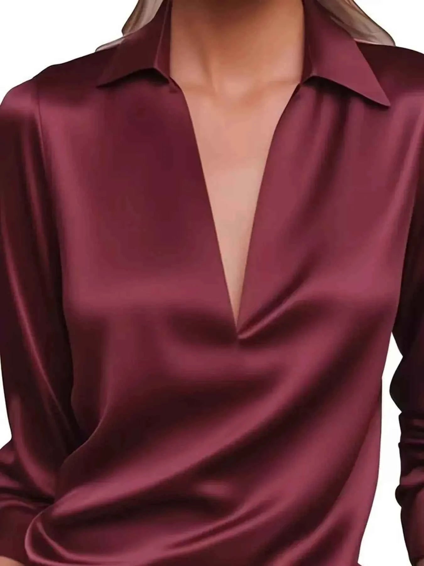 TEEK - Elegant Deep V Long Sleeve Blouse TOPS TEEK Trend