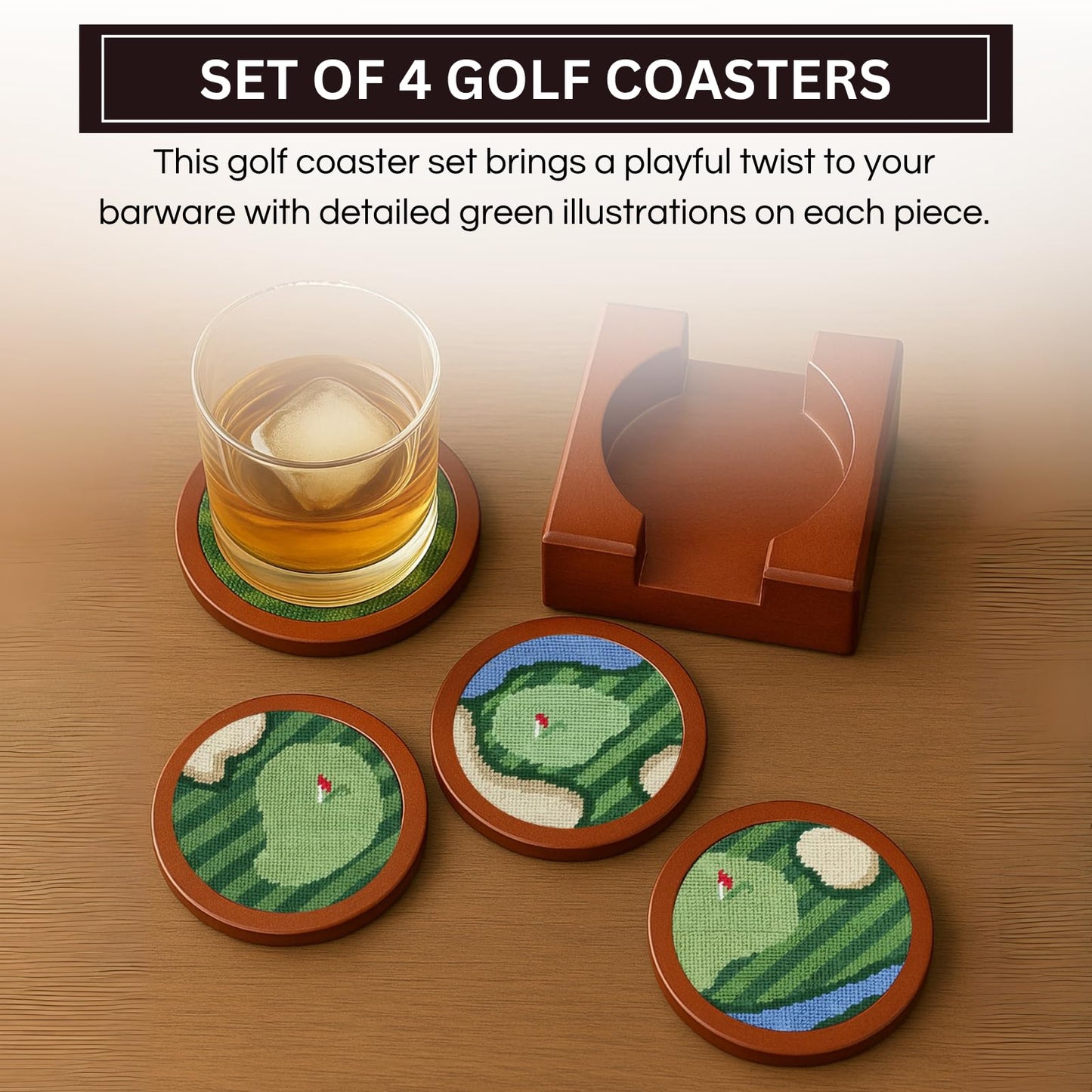 TEEK - Golf Wooden Drink Coasters HOME DECOR TEEK KS