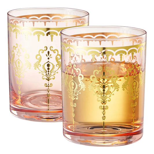 TEEK - Moroccan Whiskey & Cocktail Tumbler Glass | Pink | Set of 2 HOME DECOR TEEK KS