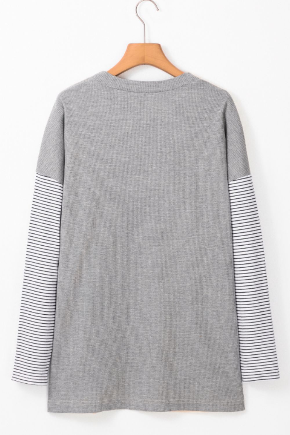 TEEK - Light Grey Open Front Long Sleeve Striped Pocketed Cardigan SWEATER TEEK Trend