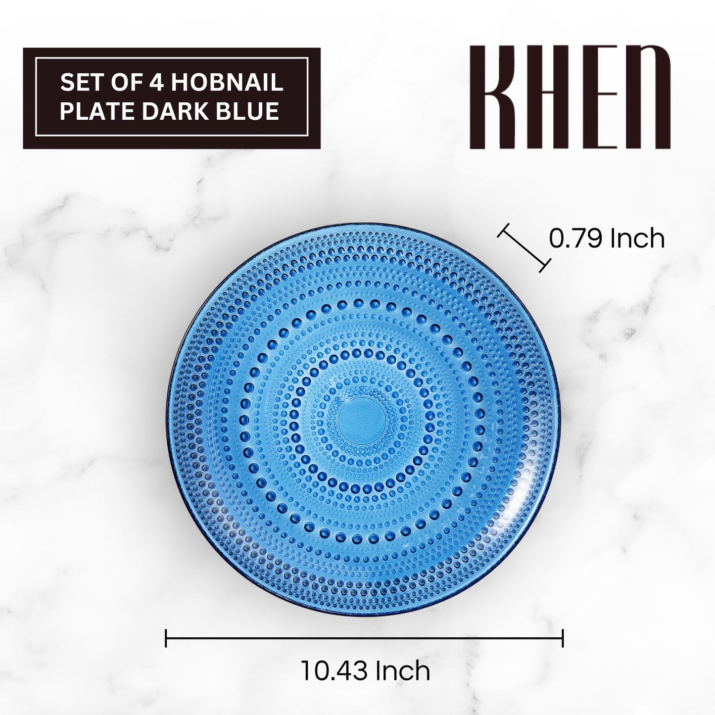 TEEK - Glass Hobnail Dinner Charger Plates Set | Dark Blue HOME DECOR TEEK KS