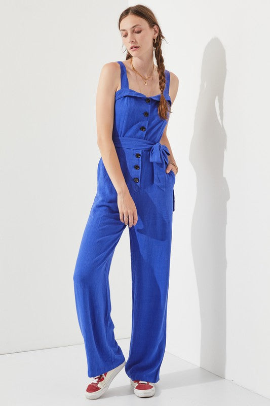 TEEK - PLUS SIZE SLEEVELESS ADJUSTABLE STRAP BUTTON JUMPSUIT JUMPSUIT TEEK FG   