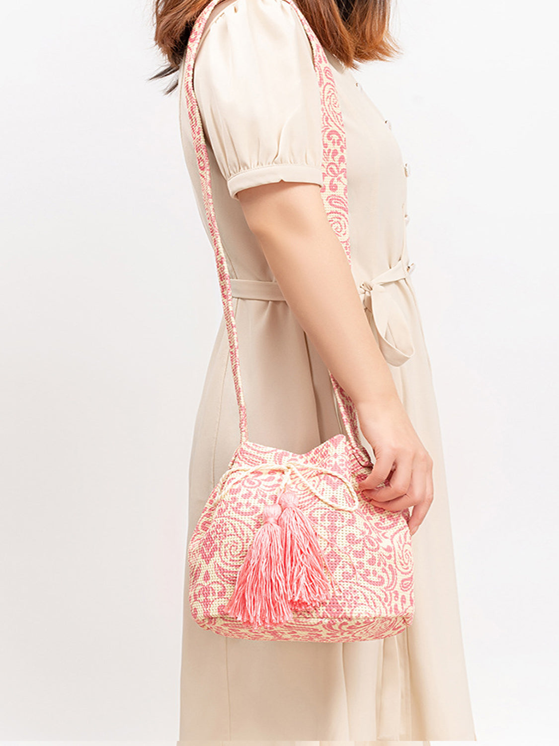 TEEK - Drawstring Tassel Geometric Shoulder Bag BAG TEEK Trend   