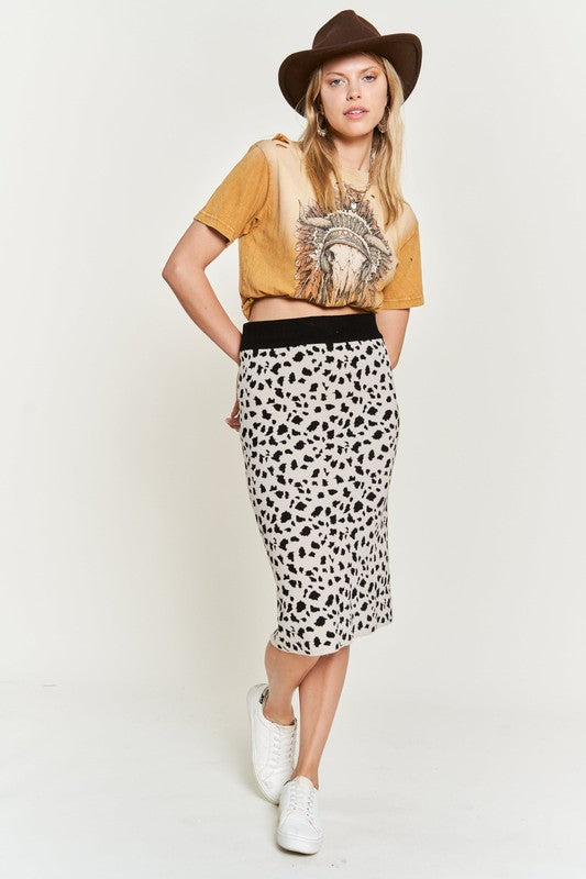 TEEK - PLUS SIZE ANIMAL PRINT SWEATER SKIRT SKIRT TEEK FG   