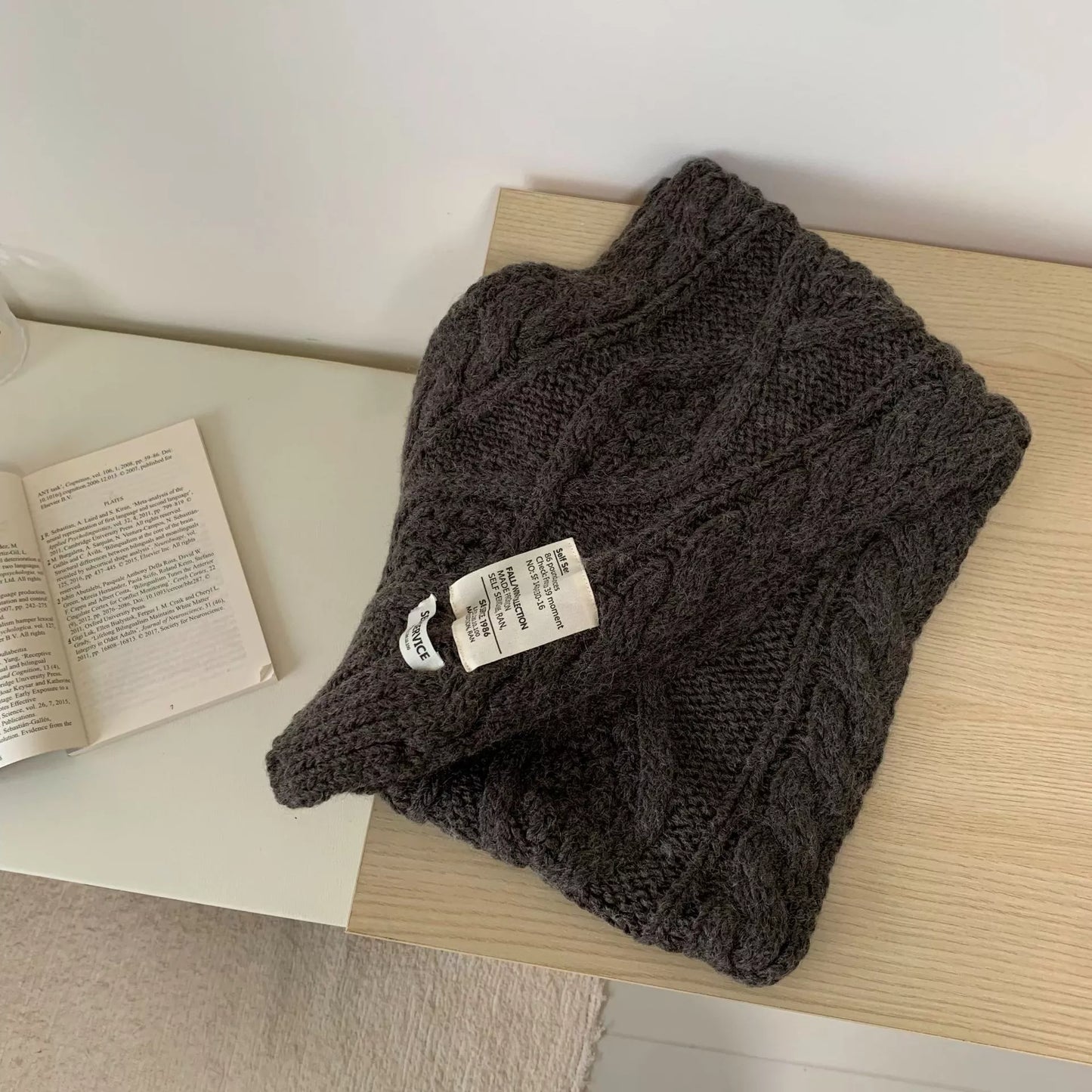 Chunky Cable Knit Scarf Trendsi Chocolate One Size