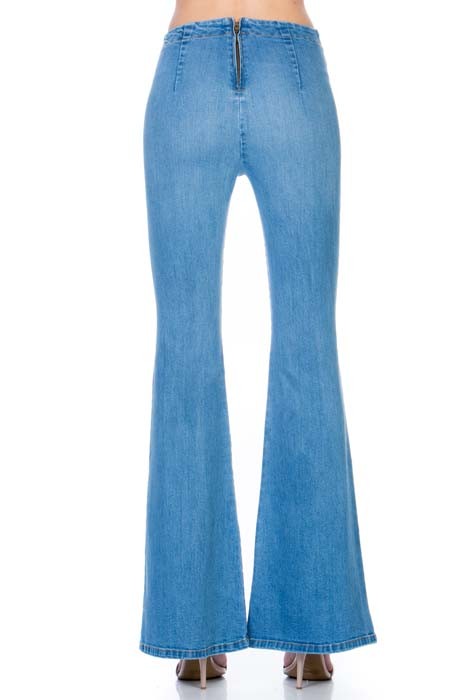 TEEK - Zipper Back Faded Denim Flare Jeans JEANS TEEK FG   