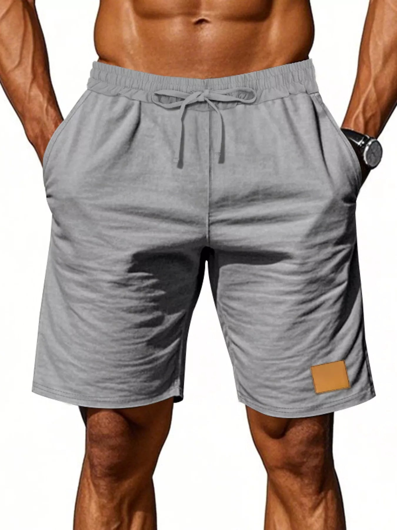 Men's Full Size Casual Drawstring Shorts Plus Size Trendsi Light Gray S