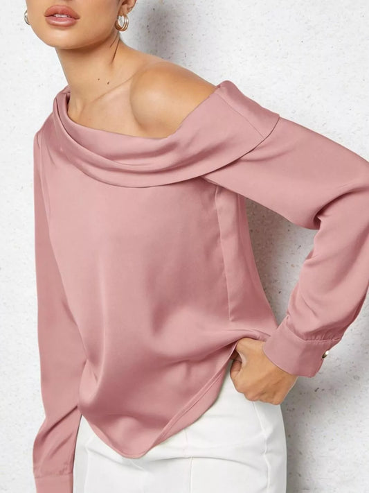 One-Shoulder Satin Blouse Trendsi