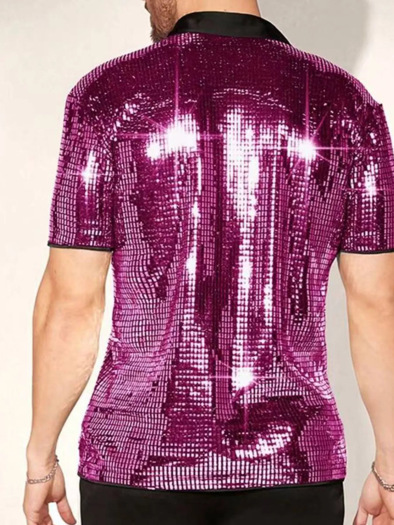 Men's Sequin Button Up Shirt Trendsi