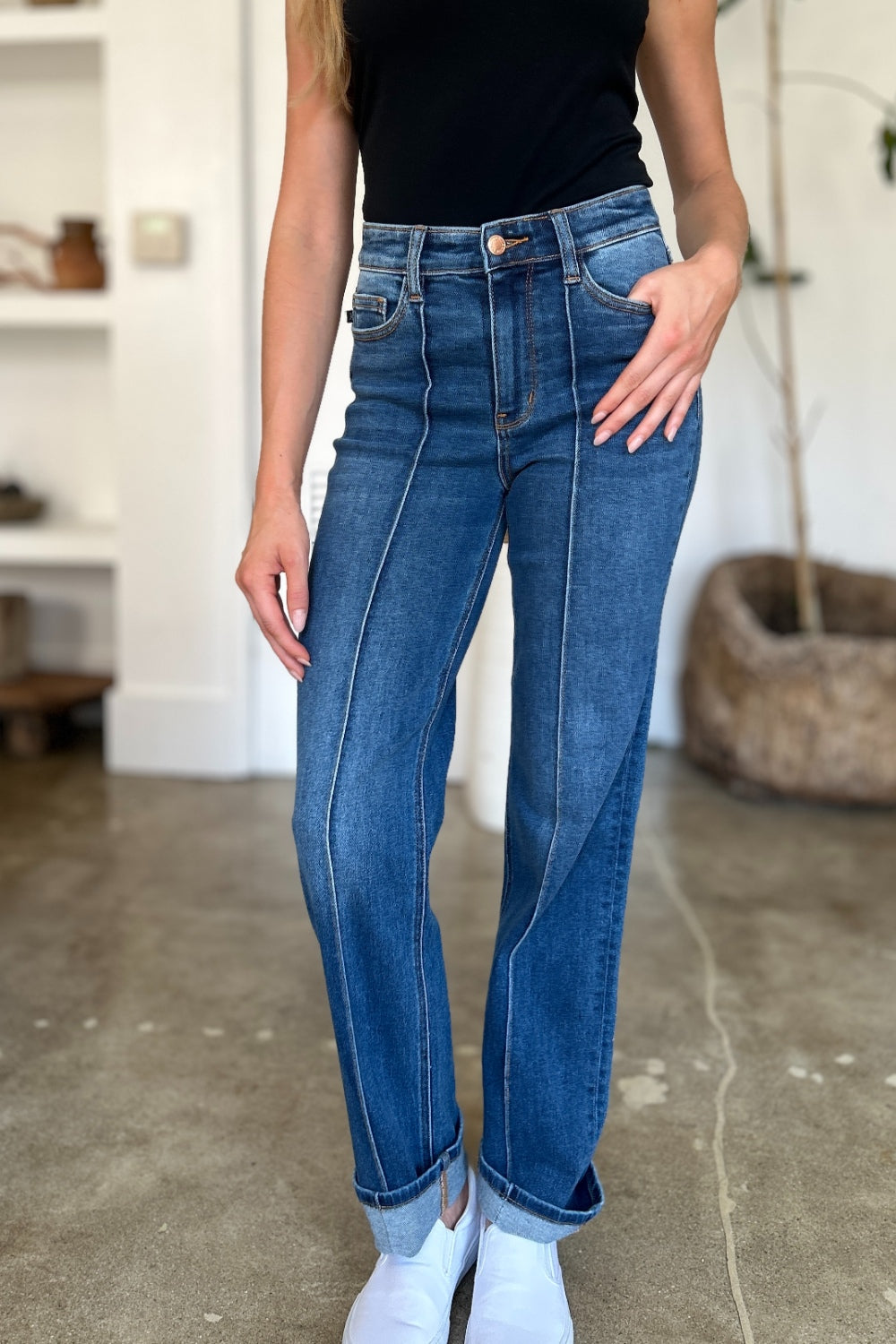 TEEK - JB Full Size High Waist Front Seam Straight Jeans  TEEK Trend   