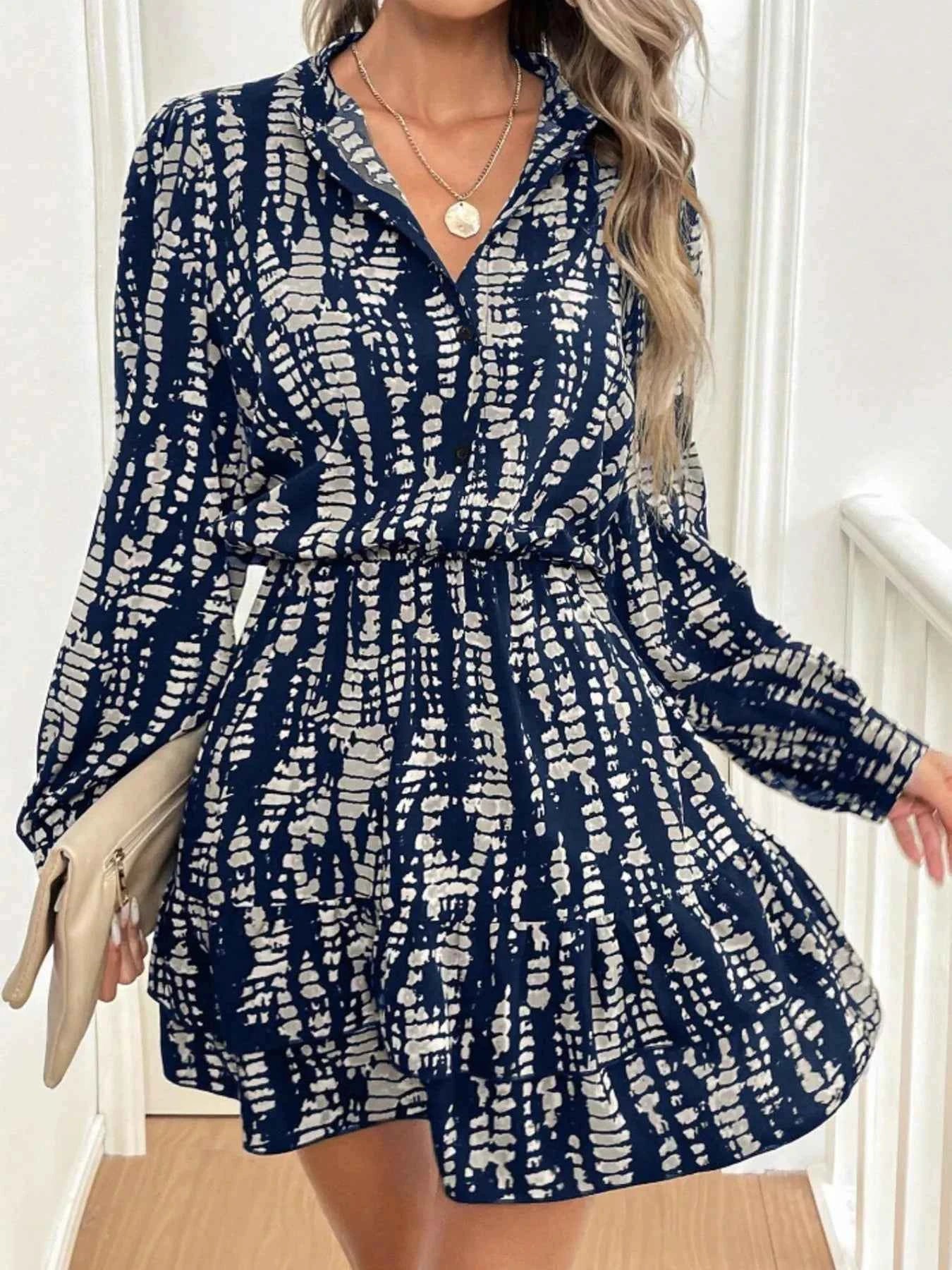 TEEK - Ruffled Hem Long Sleeve Mini Dress DRESS TEEK Trend