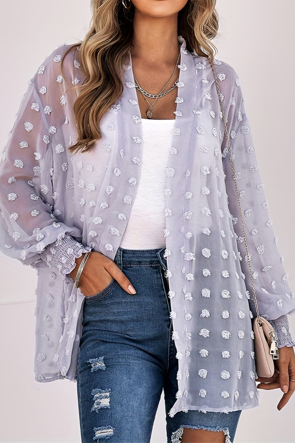 TEEK - Swiss Dot Long Sleeve Shacket TOPS TEEK Trend Lavender S 