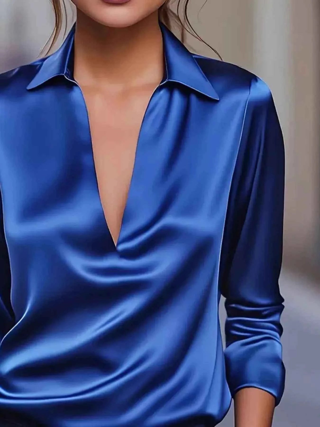 TEEK - Elegant Deep V Long Sleeve Blouse TOPS TEEK Trend