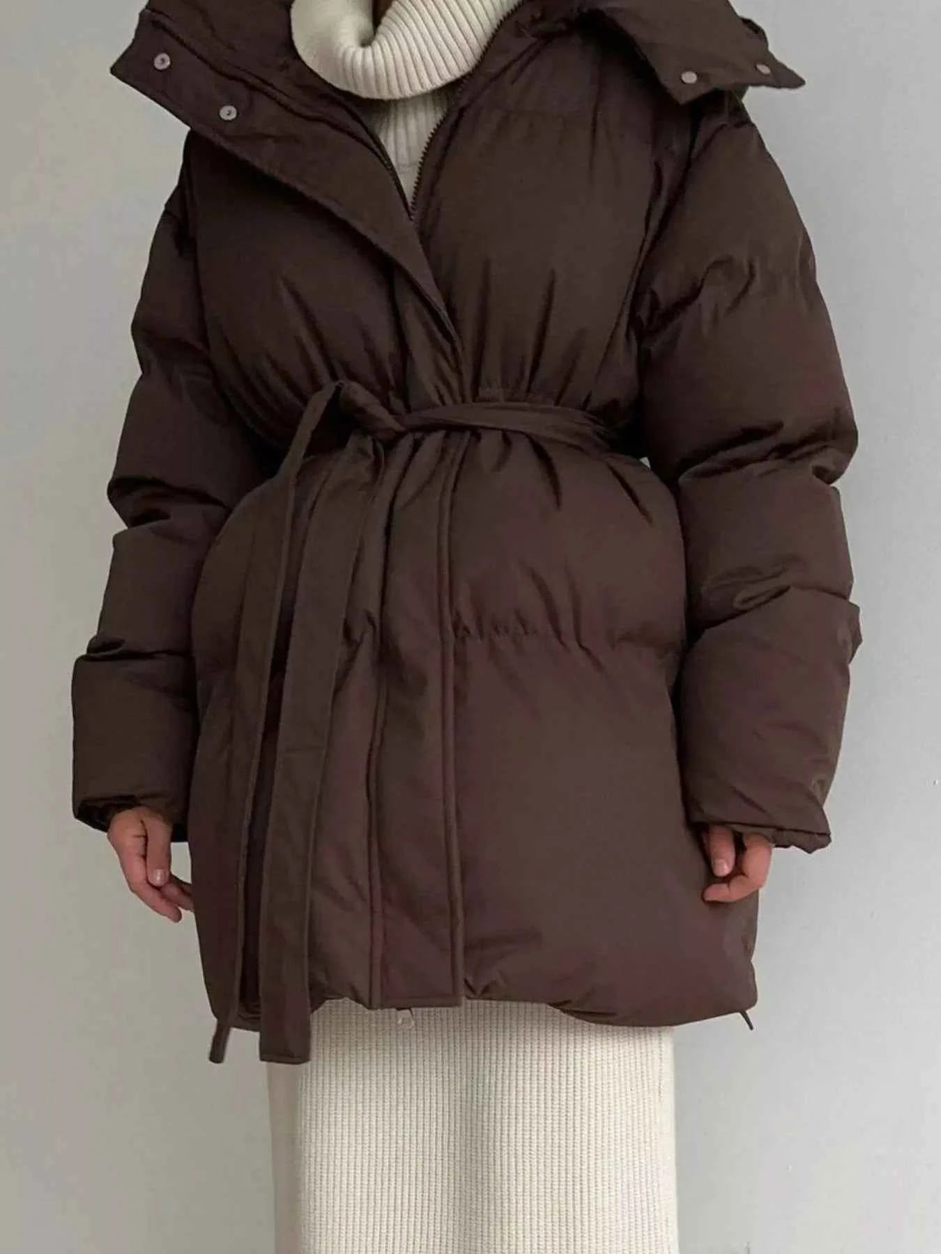 TEEK - Mid-Length Thickened Hooded Winter Belted Coat COAT TEEK Trend