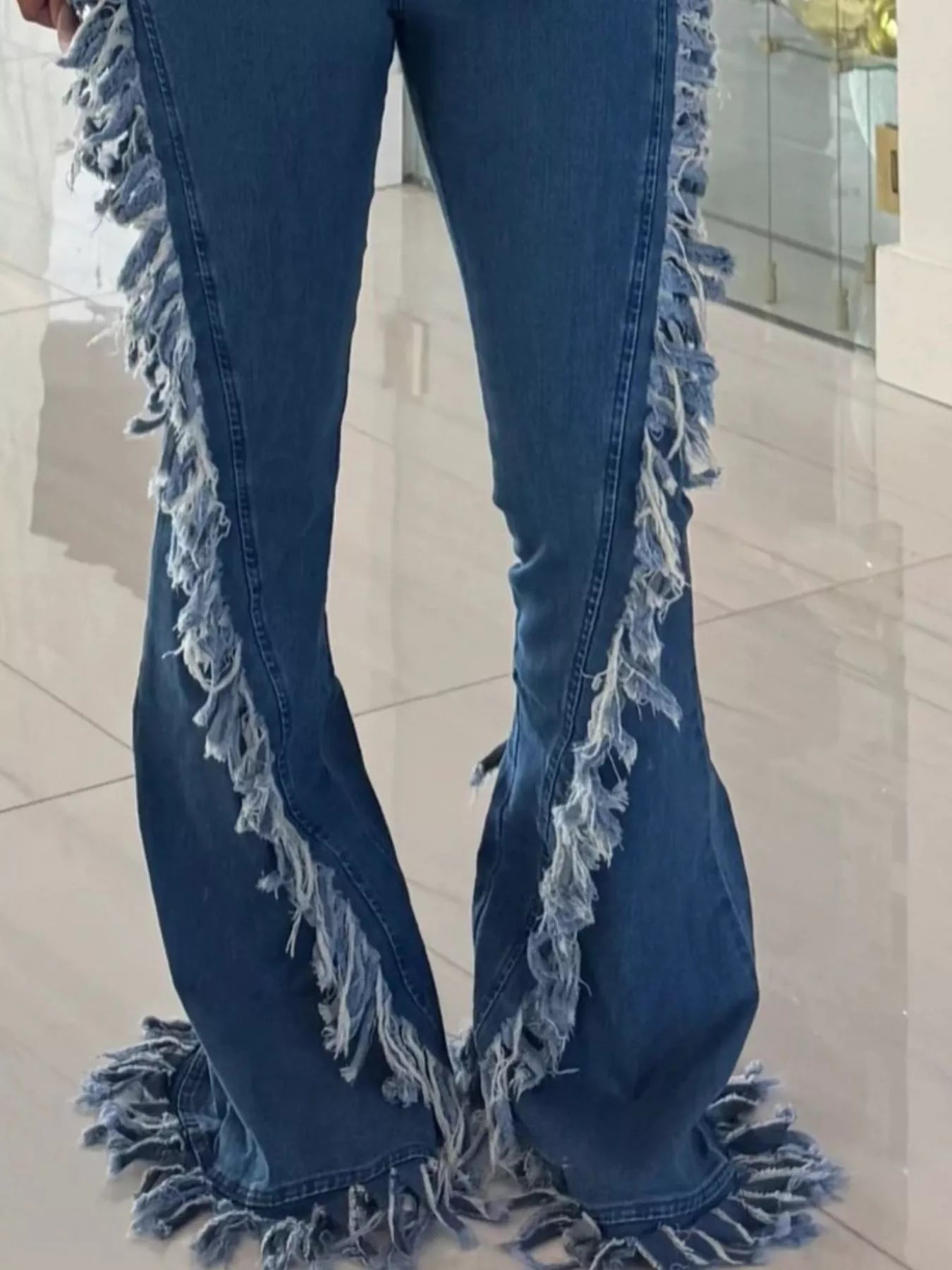 TEEK - Frayed Trim High Waist Flare Jeans JEANS theteekdotcom